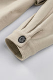 Khaki Women's Lapel Button Down Coat Winter Belted Coat with Pockets LC8511359-16