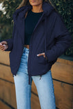 LC856045-5-S, LC856045-5-M, LC856045-5-L, LC856045-5-XL, LC856045-5-2XL, Blue Winter Coats for Women Outdoor Zipper Hooded Coat Outwear with Pockets
