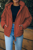 LC856045-14-S, LC856045-14-M, LC856045-14-L, LC856045-14-XL, LC856045-14-2XL, Orange Winter Coats for Women Outdoor Zipper Hooded Coat Outwear with Pockets