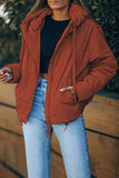 LC856045-14-S, LC856045-14-M, LC856045-14-L, LC856045-14-XL, LC856045-14-2XL, Orange Winter Coats for Women Outdoor Zipper Hooded Coat Outwear with Pockets