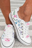 Womens Canvas Sneakers Floral Print Lace Up Sneakers