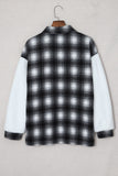 LC8512482-1-S, LC8512482-1-M, LC8512482-1-L, LC8512482-1-XL, LC8512482-1-2XL, White Women's Button Down Pocket Coat Plaid Shacket