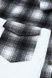 LC8512482-1-S, LC8512482-1-M, LC8512482-1-L, LC8512482-1-XL, LC8512482-1-2XL, White Women's Button Down Pocket Coat Plaid Shacket