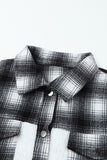 LC8512482-1-S, LC8512482-1-M, LC8512482-1-L, LC8512482-1-XL, LC8512482-1-2XL, White Women's Button Down Pocket Coat Plaid Shacket