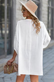 White White T Shirt Dress V Neck Lace Shoulder Beach Dress LC421346-1