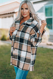 LC8511482-7-S, LC8511482-7-M, LC8511482-7-L, LC8511482-7-XL, LC8511482-7-2XL, Yellow Women's Flannel Plaid Jacket Long Sleeve Buttoned Shirts Coats Shacket