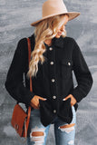Black Women's Flap Pockets Long Sleeve Warm Teddy Coat LC854089-2