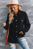 Black Women's Flap Pockets Long Sleeve Warm Teddy Coat LC854089-2