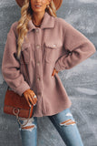 Pink Women's Flap Pockets Long Sleeve Warm Teddy Coat LC854089-10