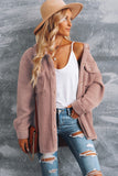 Pink Women's Flap Pockets Long Sleeve Warm Teddy Coat LC854089-10
