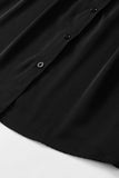 LC2552187-2-S, LC2552187-2-M, LC2552187-2-L, LC2552187-2-XL, LC2552187-2-2XL, Black Solid Color Button Up Puff Sleeve Blouse