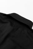 LC2552187-2-S, LC2552187-2-M, LC2552187-2-L, LC2552187-2-XL, LC2552187-2-2XL, Black Solid Color Button Up Puff Sleeve Blouse