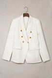 LC852370-1-S, LC852370-1-M, LC852370-1-L, LC852370-1-XL, LC852370-1-2XL, White Double Breasted Lapel Blazers Women's Casual Office Long Sleeve Jacket