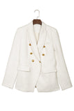 LC852370-1-S, LC852370-1-M, LC852370-1-L, LC852370-1-XL, LC852370-1-2XL, White Double Breasted Lapel Blazers Women's Casual Office Long Sleeve Jacket