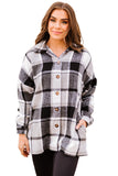 LC8511482-11-S, LC8511482-11-M, LC8511482-11-L, LC8511482-11-XL, LC8511482-11-2XL, Gray Women's Flannel Plaid Jacket Long Sleeve Buttoned Shirts Coats Shacket