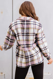 LC255462-10-S, LC255462-10-M, LC255462-10-L, LC255462-10-XL, LC255462-10-2XL, Pink Geometric Plaid Print Pocketed Shirt