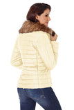 LC85117-15-XXL, LC85117-15-XL, LC85117-15-L, LC85117-15-M, LC85117-15-S, LC85117-15-2XL, Beige Winter Coats for Women Camel Faux Fur Collar Trim Black Quilted Jacket Outerwear