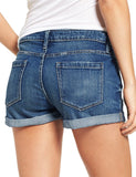 LC786063-5-S, LC786063-5-M, LC786063-5-L, LC786063-5-XL, LC786063-5-2XL, Cape blue Women's High Waisted Distressed Jeans Ripped Rolled Hem Denim Shorts