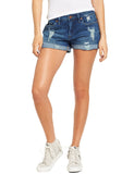 LC786063-5-S, LC786063-5-M, LC786063-5-L, LC786063-5-XL, LC786063-5-2XL, Cape blue Women's High Waisted Distressed Jeans Ripped Rolled Hem Denim Shorts