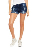 LC786063-305-S, LC786063-305-M, LC786063-305-L, LC786063-305-XL, LC786063-305-2XL, Lapis Loft Women's High Waisted Distressed Jeans Ripped Rolled Hem Denim Shorts