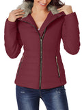 LC85117-3-XXL, LC85117-3-XL, LC85117-3-L, LC85117-3-M, LC85117-3-S, LC85117-3-2XL, Tawny Port Winter Coats for Women Camel Faux Fur Collar Trim Black Quilted Jacket Outerwear