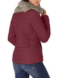 LC85117-3-XXL, LC85117-3-XL, LC85117-3-L, LC85117-3-M, LC85117-3-S, LC85117-3-2XL, Tawny Port Winter Coats for Women Camel Faux Fur Collar Trim Black Quilted Jacket Outerwear