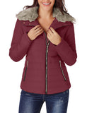 LC85117-3-XXL, LC85117-3-XL, LC85117-3-L, LC85117-3-M, LC85117-3-S, LC85117-3-2XL, Tawny Port Winter Coats for Women Camel Faux Fur Collar Trim Black Quilted Jacket Outerwear