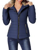 LC85117-5-2XL, LC85117-5-L, LC85117-5-M, LC85117-5-S, LC85117-5-XL, Estate Blue Winter Coats for Women Camel Faux Fur Collar Trim Black Quilted Jacket Outerwear