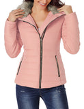 LC85117-10-XXL, LC85117-10-XL, LC85117-10-L, LC85117-10-M, LC85117-10-S, LC85117-10-2XL, powder pink Winter Coats for Women Camel Faux Fur Collar Trim Black Quilted Jacket Outerwear