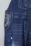 LC783879-5-S, LC783879-5-M, LC783879-5-L, LC783879-5-XL, LC783879-5-2XL, Blue Women's Casual Distressed Bib Overalls Denim Jeans Pants Jumpsuits