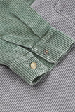 LC8512025-11-S, LC8512025-11-M, LC8512025-11-L, LC8512025-11-XL, LC8512025-11-2XL, Gray Corduroy Shacket Jacket Button Down Hooded Coat with Pockets