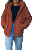 LC856045-14-S, LC856045-14-M, LC856045-14-L, LC856045-14-XL, LC856045-14-2XL, Orange Winter Coats for Women Outdoor Zipper Hooded Coat Outwear with Pockets