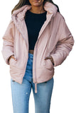LC856045-10-S, LC856045-10-M, LC856045-10-L, LC856045-10-XL, LC856045-10-2XL, Pink Winter Coats for Women Outdoor Zipper Hooded Coat Outwear with Pockets