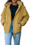 LC856045-7-S, LC856045-7-M, LC856045-7-L, LC856045-7-XL, LC856045-7-2XL, Yellow Winter Coats for Women Outdoor Zipper Hooded Coat Outwear with Pockets