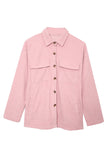 LC8511383-10-S, LC8511383-10-M, LC8511383-10-L, LC8511383-10-XL, LC8511383-10-2XL, Pink Womens Boyfriend Shirt Ribbed Shacket Loose Fit Long Sleeve Tops