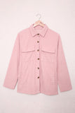 LC8511383-10-S, LC8511383-10-M, LC8511383-10-L, LC8511383-10-XL, LC8511383-10-2XL, Pink Womens Boyfriend Shirt Ribbed Shacket Loose Fit Long Sleeve Tops