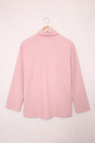 LC8511383-10-S, LC8511383-10-M, LC8511383-10-L, LC8511383-10-XL, LC8511383-10-2XL, Pink Womens Boyfriend Shirt Ribbed Shacket Loose Fit Long Sleeve Tops