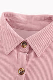 LC8511383-10-S, LC8511383-10-M, LC8511383-10-L, LC8511383-10-XL, LC8511383-10-2XL, Pink Womens Boyfriend Shirt Ribbed Shacket Loose Fit Long Sleeve Tops