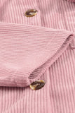 LC8511383-10-S, LC8511383-10-M, LC8511383-10-L, LC8511383-10-XL, LC8511383-10-2XL, Pink Womens Boyfriend Shirt Ribbed Shacket Loose Fit Long Sleeve Tops