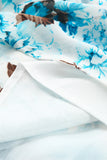 LC6111091-4-S, LC6111091-4-M, LC6111091-4-L, LC6111091-4-XL, Sky Blue Women's Wrap V Neck Floral Long Sleeve Maxi Dress with Slit