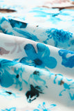 LC6111091-4-S, LC6111091-4-M, LC6111091-4-L, LC6111091-4-XL, Sky Blue Women's Wrap V Neck Floral Long Sleeve Maxi Dress with Slit