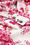 LC6111091-10-S, LC6111091-10-M, LC6111091-10-L, LC6111091-10-XL, Pink Women's Wrap V Neck Floral Long Sleeve Maxi Dress with Slit