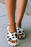 BH02664-1-37, BH02664-1-39, BH02664-1-41, BH02664-1-36, BH02664-1-38, BH02664-1-40, White Summer Cow Print Slides for Women Animal Sandals Open Toe Thick Sole Slippers