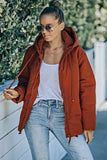 LC856045-14-S, LC856045-14-M, LC856045-14-L, LC856045-14-XL, LC856045-14-2XL, Orange Winter Coats for Women Outdoor Zipper Hooded Coat Outwear with Pockets