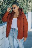 LC856045-14-S, LC856045-14-M, LC856045-14-L, LC856045-14-XL, LC856045-14-2XL, Orange Winter Coats for Women Outdoor Zipper Hooded Coat Outwear with Pockets