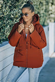 LC856045-14-S, LC856045-14-M, LC856045-14-L, LC856045-14-XL, LC856045-14-2XL, Orange Winter Coats for Women Outdoor Zipper Hooded Coat Outwear with Pockets