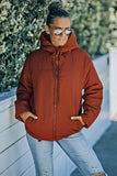 LC856045-14-S, LC856045-14-M, LC856045-14-L, LC856045-14-XL, LC856045-14-2XL, Orange Winter Coats for Women Outdoor Zipper Hooded Coat Outwear with Pockets