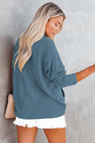 LC8511383-5-S, LC8511383-5-M, LC8511383-5-L, LC8511383-5-XL, LC8511383-5-2XL, Blue Womens Boyfriend Shirt Ribbed Shacket Loose Fit Long Sleeve Tops