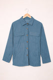 LC8511383-5-S, LC8511383-5-M, LC8511383-5-L, LC8511383-5-XL, LC8511383-5-2XL, Blue Womens Boyfriend Shirt Ribbed Shacket Loose Fit Long Sleeve Tops