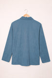 LC8511383-5-S, LC8511383-5-M, LC8511383-5-L, LC8511383-5-XL, LC8511383-5-2XL, Blue Womens Boyfriend Shirt Ribbed Shacket Loose Fit Long Sleeve Tops